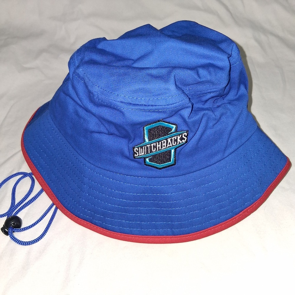 BWM Global Colorado Springs Switchbacks FC Bucket Hat Blue Red Chin Strap OSFM